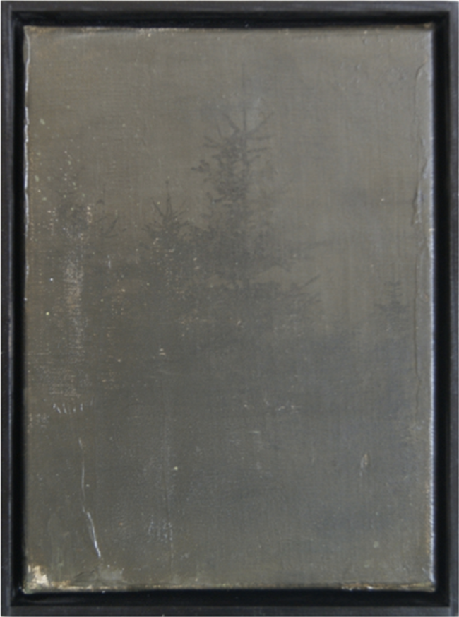 Kai Mailänder: Tannen. Acryl, Nitro-Druck auf Leinwand, 24 x 18 cm, 2013