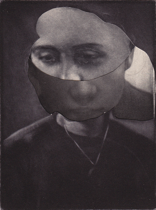 Majla Zeneli: untitled, collage with mezzotint prints, 16,3 x 11,5 cm (12,3 x 9,2 cm), 2013 © Majla Zeneli